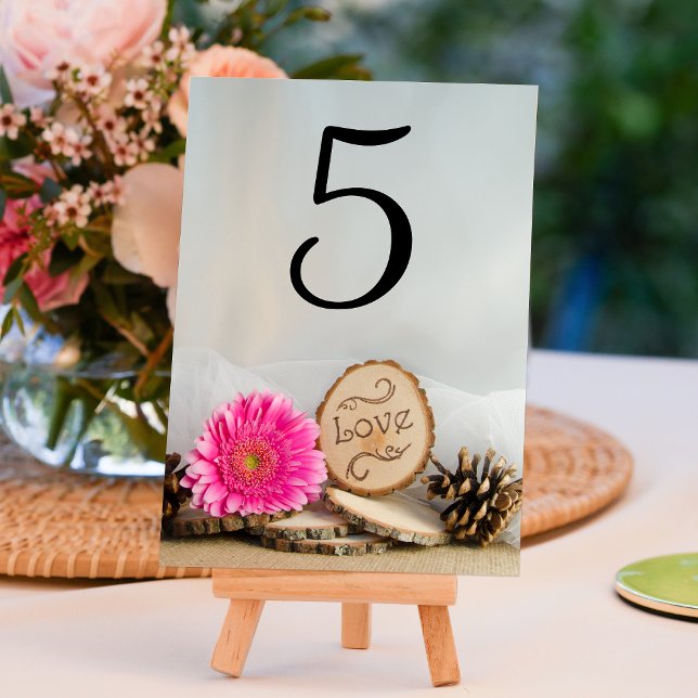 Tarjeta De Mesa Números de tabla de Bodas de Daisy Rústico Rosa Wo (Subido por el creador)