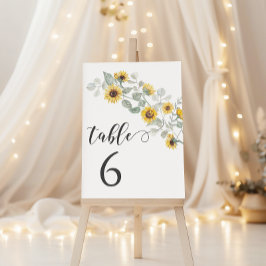 Tarjeta De Mesa Números de tabla de Bodas de girasoles amarillos r