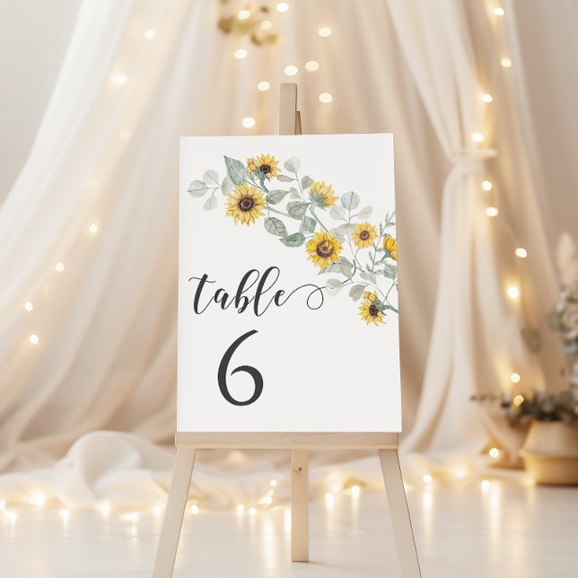 Tarjeta De Mesa Números de tabla de Bodas de girasoles amarillos r (Subido por el creador)