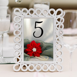 Tarjeta De Mesa Números de tabla de bodas de invierno de Poinsetti