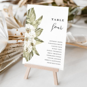 Tarjeta De Mesa Números de tabla de Bodas de orquídeas blancas