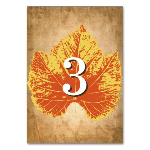 Tarjeta De Mesa Números de tabla de Bodas de otoño   Tema De Caída