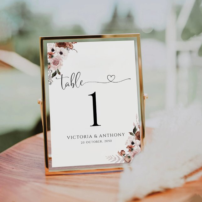 Tarjeta De Mesa Números de tabla de Bodas de seda floral (Subido por el creador)