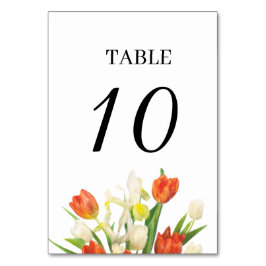 Tarjeta De Mesa Números de tabla de Bodas de tulipanes naranjas y