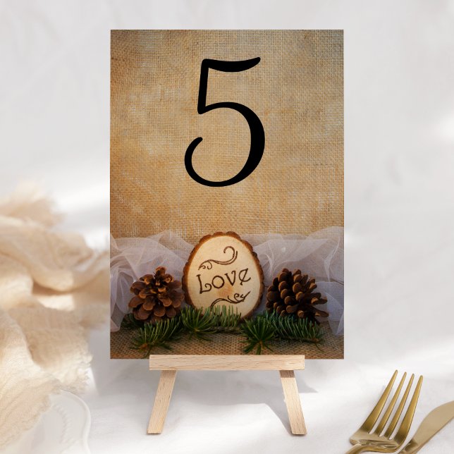 Tarjeta De Mesa Números de tabla de Bodas de Woodland Pines Rustic (Subido por el creador)