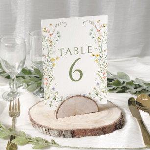 Tarjeta De Mesa Números de tabla de Bodas florales de color de pra