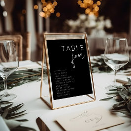 Tarjeta De Mesa Números de tabla de Bodas modernos en blanco y neg