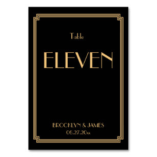 Tarjeta De Mesa Números de tabla de Bodas negros de gran Gatsby Ar