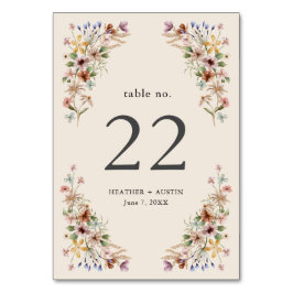 Tarjeta De Mesa Números de tabla de boho floral vintage