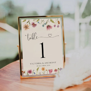 Tarjeta De Mesa Números de tabla de Boho Wildflowers Boda