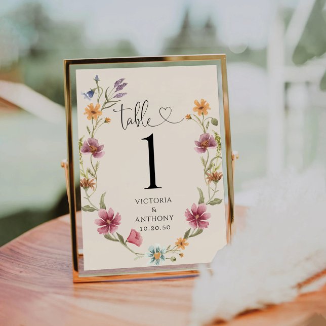 Tarjeta De Mesa Números de tabla de Boho Wildflowers Boda (Subido por el creador)