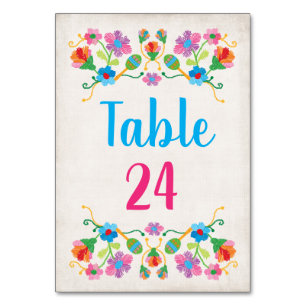 Tarjeta De Mesa Números de tabla de bordado de Fiesta mexicana