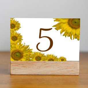 Tarjeta De Mesa Números de tabla de bordes de girasol amarillos
