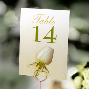 Tarjeta De Mesa números de tabla de brote de rosa único blanco bod