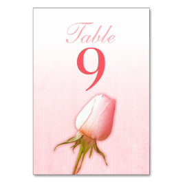 Tarjeta De Mesa números de tabla de brote de rosa único rosado bod