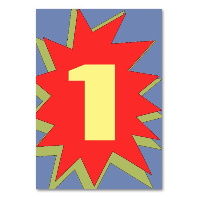 Tarjeta De Mesa Números de tabla de cómics de superhéroes (Anverso)