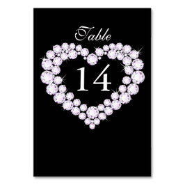 Tarjeta De Mesa Números de tabla de corazón de diamantes en blanco
