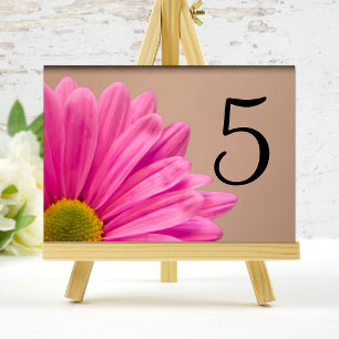Tarjeta De Mesa Números de tabla de flores de color rosa Gerber Da