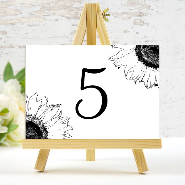 Tarjeta De Mesa Números de tabla de girasol en blanco y negro (Subido por el creador)