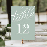 Tarjeta De Mesa Números de tabla de guiones elegantes de sabio y b<br><div class="desc">Tarjetas de número de tabla sencillas y elegantes de moda con un tipo de letra de script de estilo caligráfico. Personalizar cada tarjeta con sus números de tabla para que se adapte a cualquier boda o fiesta de tamaño. Pulse en Personalizar (It) para cambiar el tipo de letra y color...</div>
