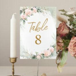 Tarjeta De Mesa Números de tabla de las flores blandas de color ro