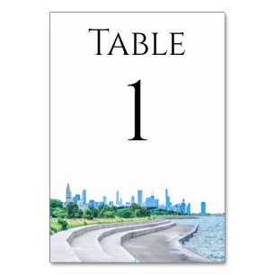 Tarjeta De Mesa Números de tabla de líneas de horizonte de Chicago