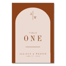 Tarjeta De Mesa Números de tabla de los Naranjas quemados Minimali