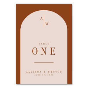 Tarjeta De Mesa Números de tabla de los Naranjas quemados Minimali