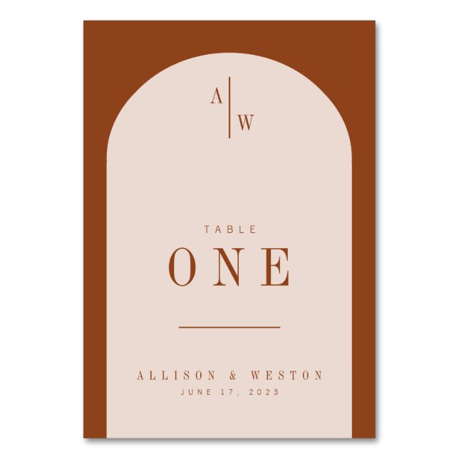 Tarjeta De Mesa Números de tabla de los Naranjas quemados Minimali (Anverso)