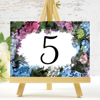 Tarjeta De Mesa Números de tabla de marco de las flores de hidráng