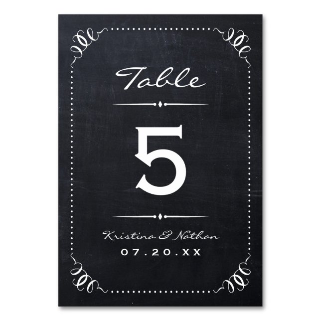 Tarjeta De Mesa Números de tabla de Moda rusa de Chalkboard (Anverso)
