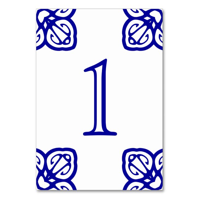 Tarjeta De Mesa Números de tabla de mosaico en español (Anverso)