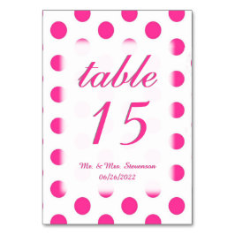 Tarjeta De Mesa Números de tabla de puntos de Polka con nombre y f