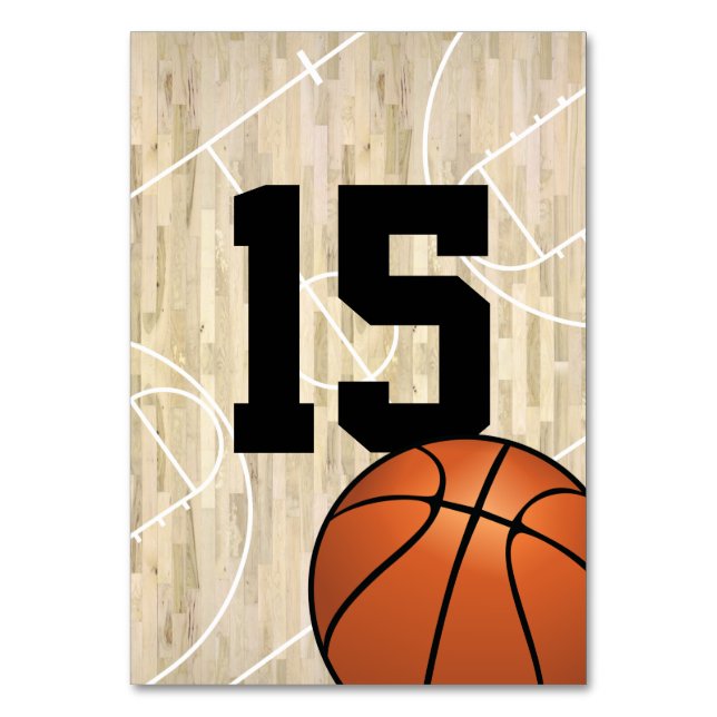 Tarjeta De Mesa Números de tabla de temas de baloncesto (Anverso)