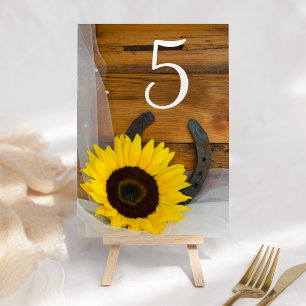 Tarjeta De Mesa Números de tabla del Boda occidental del girasol