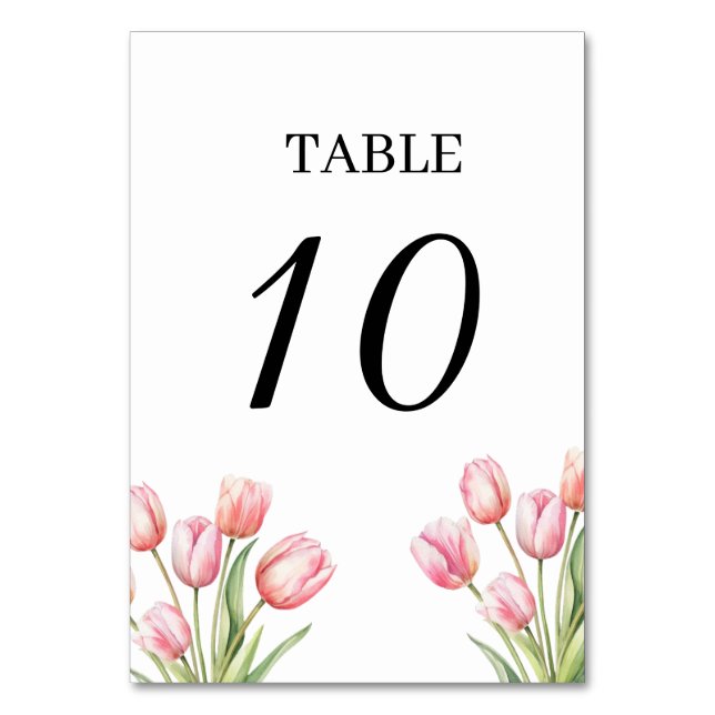 Tarjeta De Mesa Números de tabla del Boda Tulip (Anverso)