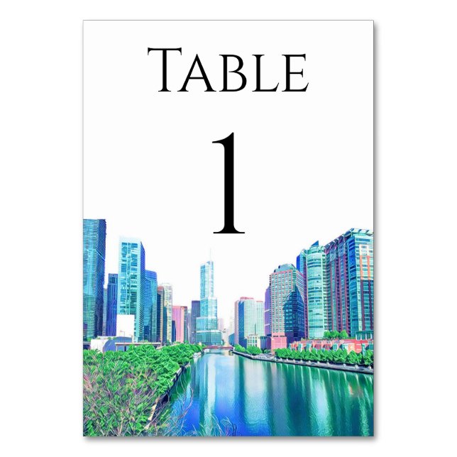 Tarjeta De Mesa Números de tabla del río Chicago (Anverso)