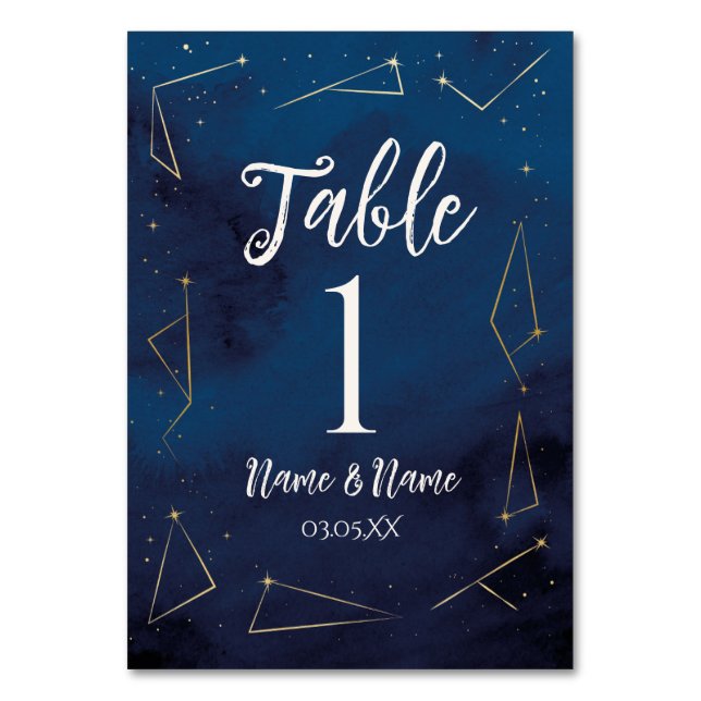 Tarjeta De Mesa Números de tabla Estrella Boda Firma Armada (Anverso)