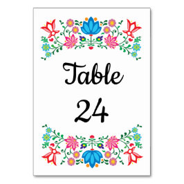Tarjeta De Mesa Números de tabla floral de Fiesta mexicana