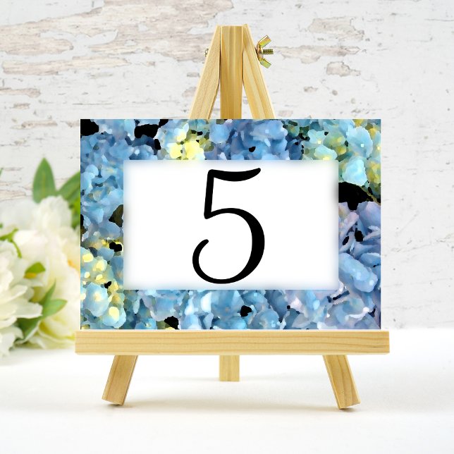 Tarjeta De Mesa Números de tabla floral de Hydrangea azul (Subido por el creador)