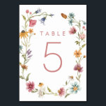 Tarjeta De Mesa Números de tabla floral del Fiesta floral de prima<br><div class="desc">Fiesta de flores silvestres de primavera Rótulo de números de mesa de flores</div>