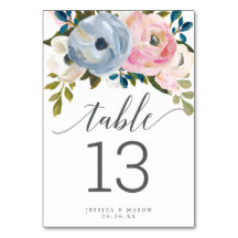 Números de tabla floral turbios de doble cara