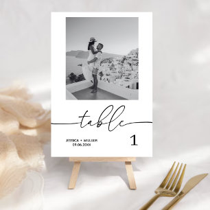 Tarjeta De Mesa Números de tabla fotográfica minimalistas   Maleza