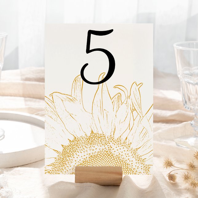 Tarjeta De Mesa Números de tabla gráficos de girasol amarillo (Subido por el creador)