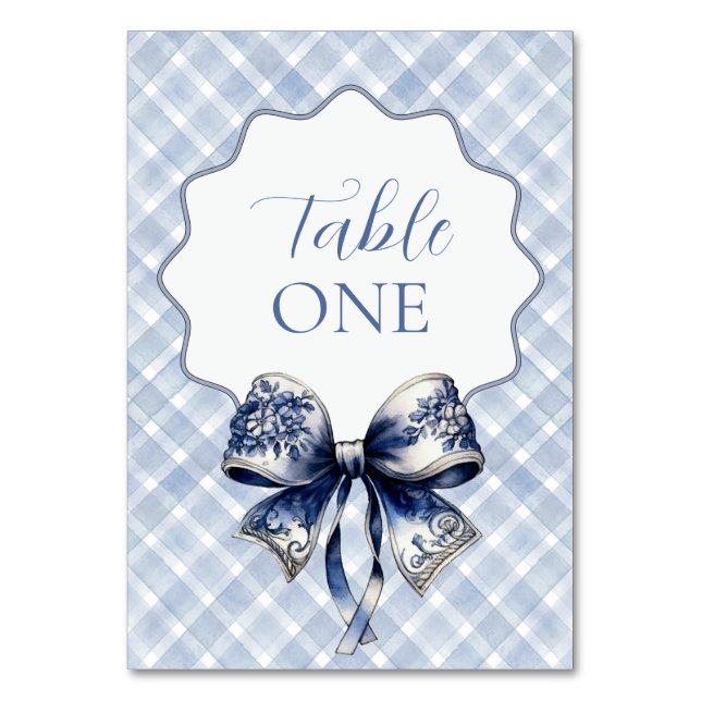 Tarjeta De Mesa Números de tabla inspirados en la croqueta azul (Anverso)