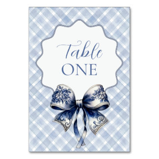 Tarjeta De Mesa Números de tabla inspirados en la croqueta azul