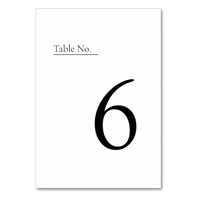 Tarjeta De Mesa Números de tabla minimalistas + modernos (Anverso)