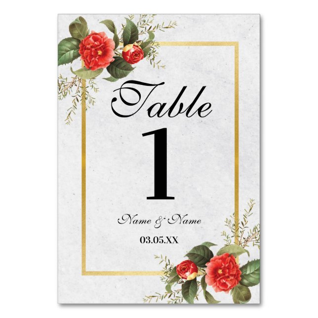 Tarjeta De Mesa Números de tabla Navidades Bodas Festividad Oro Ro (Anverso)