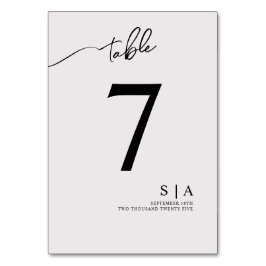 Tarjeta De Mesa Números de tabla para un boda moderno.