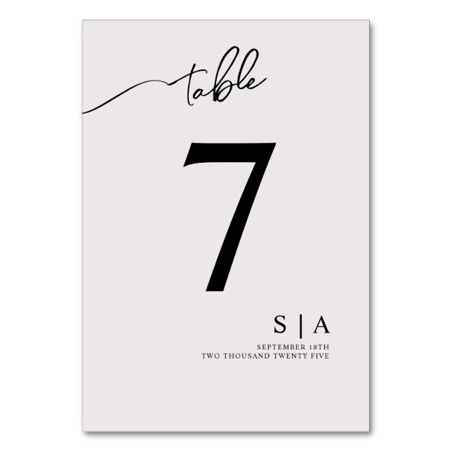 Tarjeta De Mesa Números de tabla para un boda moderno. (Anverso)